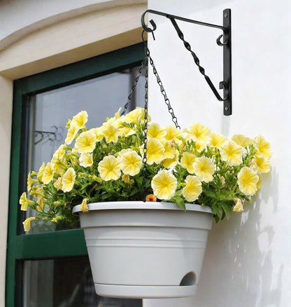 Nooulap 4 Pack Hanging Planters, 10 Inch Plant Pots with Hanger Chain & Drainage Trays, Hanging Baskets for Plants Outdoor Indoor, Flowers Pots for Home, Garden, Porch Decor (2 Grey + 2 Black)