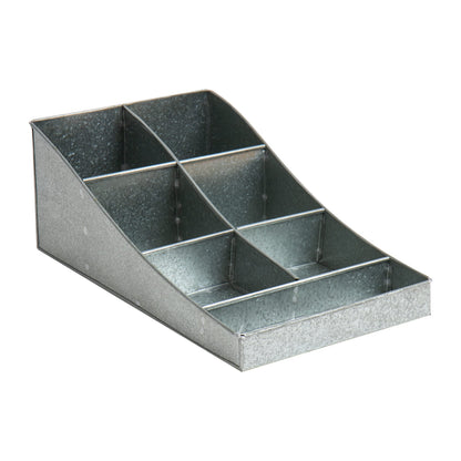 Mind Reader Cup and Condiment Station, Countertop Organizer, Coffee Bar, Galvanized Metal, 8.5"L x 14.5"W x 5.25"H, Silver