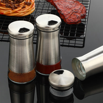 Honeydak 12 Sets Stainless Steel Salt and Pepper Shakers Adjustable Pour Holes Spice Dispenser for Salt, Sugar, Cinnamon, and Pepper, Stylish Kitchen Seasoning and Spice Shaker Set