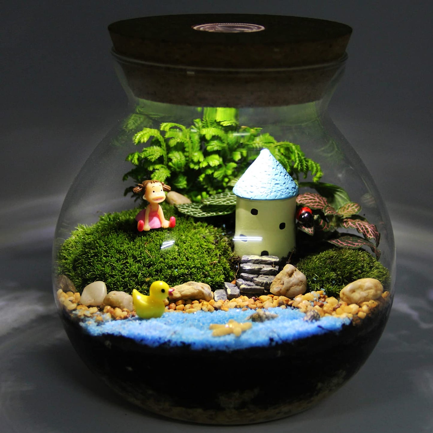 Glass Favor Jar Glass Bottles with Cork Lid and LED Light Plant Terrarium Display for DIY Wedding Party Mason Jars Crafts Christmas Decoration