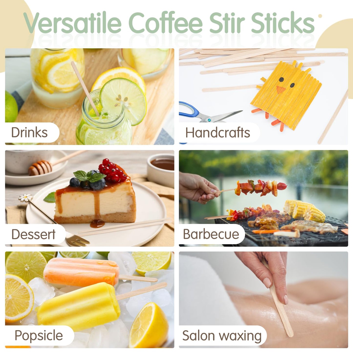 WISYOK 1000 PCS Coffee Stirrers, 7 Inch Premium Birch Wood Sticks, Smooth Round Ends, Splinter-Free Disposable Stir Sticks for Coffee Bar, Office, Home Use