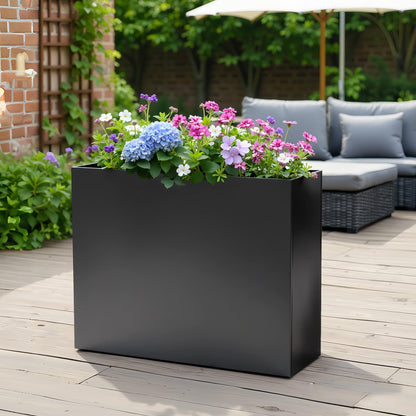 VGMiu Metal Planter Box 38.2''L x 13''W x 30''H Rectangle Planters for Outdoor Plants Large Black Rectangular Planter with Felt Bag & Drainage Holes for Indoor or Outdoor Flower Garden Porch Patio