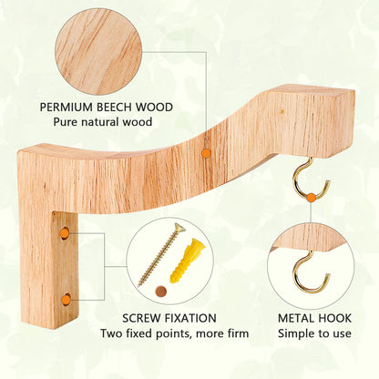 DSJIFGEW 7-Inch Wooden 7-Shaped Wall Hook Plant Hanger – Ideal for Indoor/Outdoor Bird Feeders, Flower Baskets, and Wind Chimes