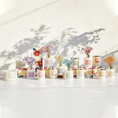Cocorrína Premium Reed Diffuser Set with Preserved Baby's Breath & Cotton Stick Coconut Lime | 6.7oz Scent Fragrance Oil Diffuser for Bedroom Bathroom Home Décor