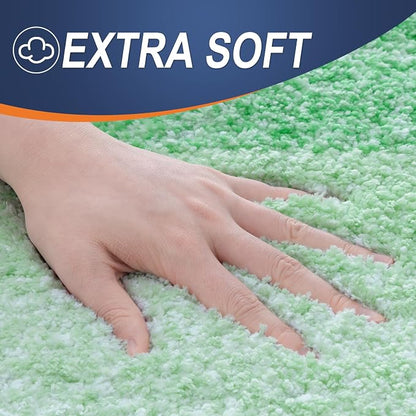 OLANLY Bathroom Runner Rugs Mat 59x17, Extra Soft Absorbent Microfiber Bath Rugs, Rubber Backing, Quick Dry, Washable Long Bath Mats for Bathroom Floor, Tub and Shower, Home Decor Accessories, Green