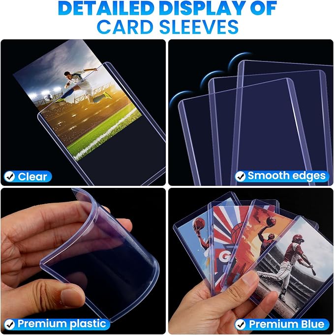 1200 Card Sleeves Top Loaders for Cards, 3" x 4" Hard Plastic Toploaders, Baseball Card Protectors, Trading Card Holder for Football Sports Cards (600 Toploaders + 600 Penny Sleeves)
