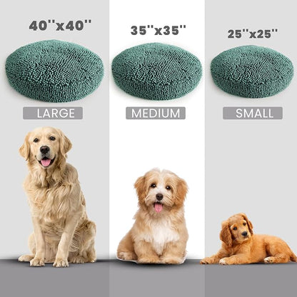 Muddy Mat®Cloud K-9 Bed for Dogs & Cats, Soft & Relaxing Donut Dog Bed, Chenille Material, Removable Cover, Washable & Dryer Safe–Seafoam Green Medium(35'x35')