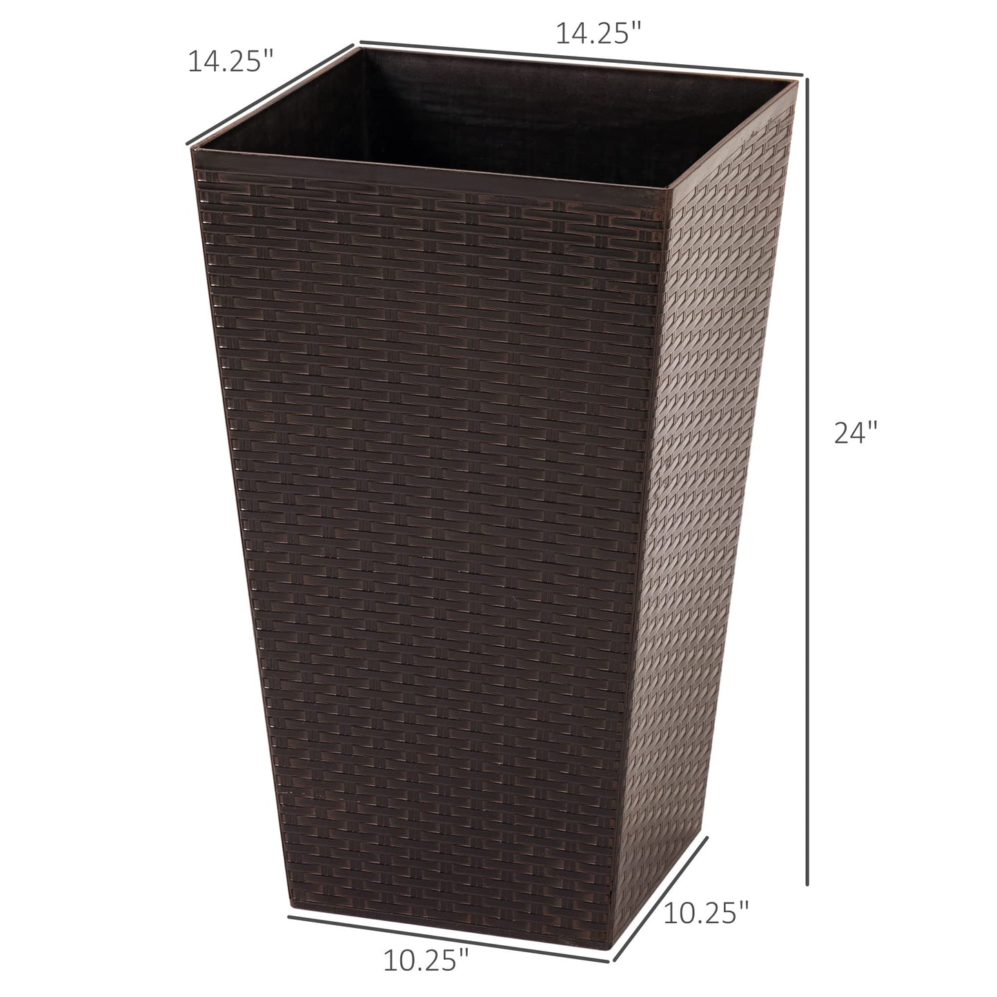 Majnesvon Set of 3 Tall Planters for Outdoor Plants, 24'' Modern Large Outdoor Planters with Drainage,Planter Pots for Patio Front Porch Backyard Decor (Brown, 24 Inch)