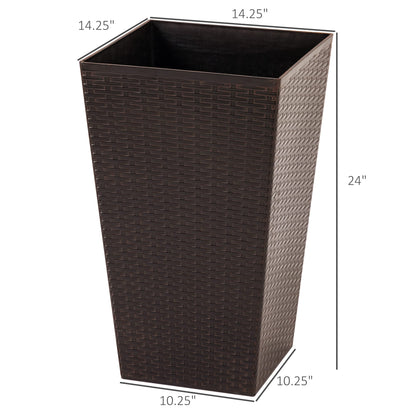 Majnesvon Set of 3 Tall Planters for Outdoor Plants, 24'' Modern Large Outdoor Planters with Drainage,Planter Pots for Patio Front Porch Backyard Decor (Brown, 24 Inch)