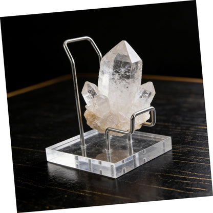 Sosoport Acrylic Crystal Mineral Display Shelf Large Acrylic Display Rack with Silver Iron Frame for Retail Store Office Party Decoration