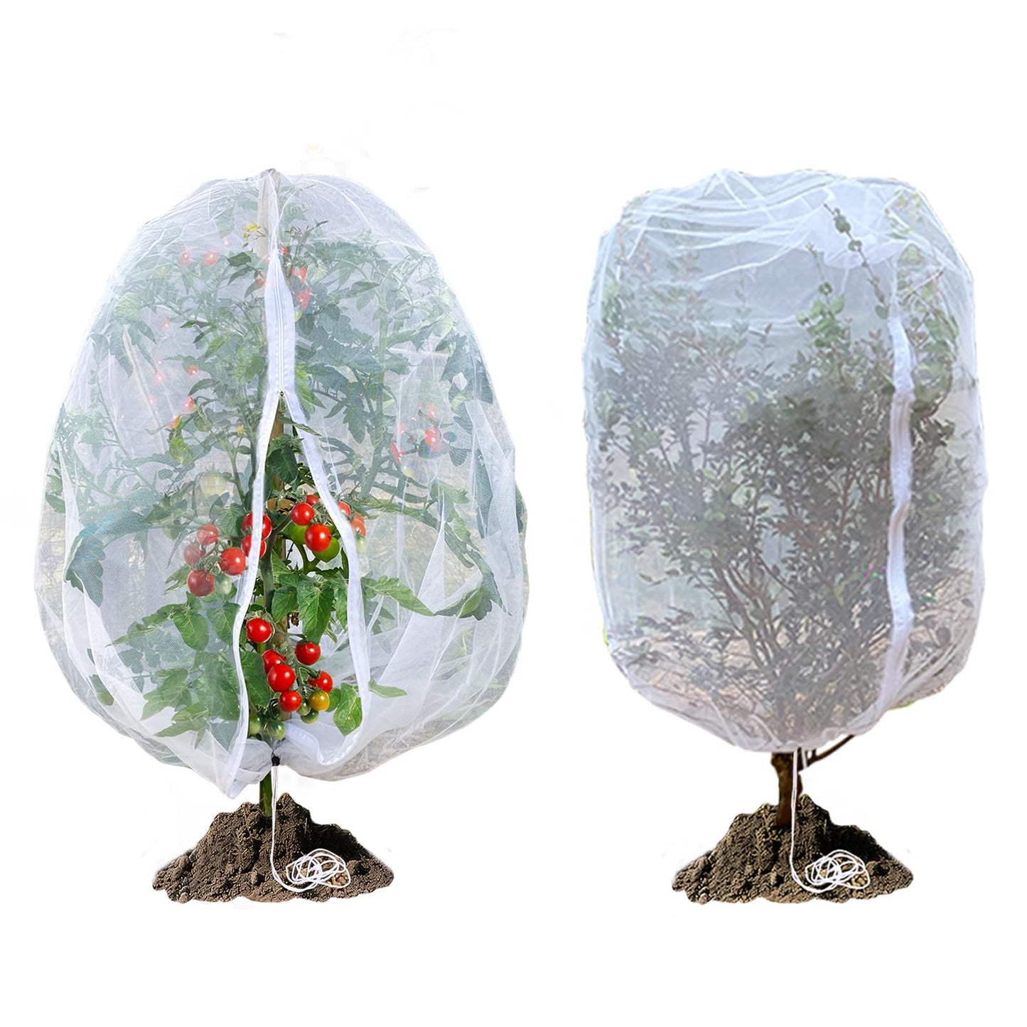 Fruit Tree Netting, RIFNY 3.3 x 2.6 FT Blueberry Bush Netting Cover with Zipper Drawstring, Outdoor Mosquito Net Garden Netting Cover Protector Plant from Birds Cicadas Animals Insect (2 PCS, White)