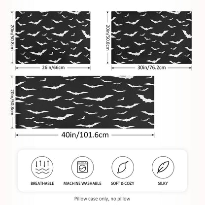 Dalzium Satin Pillowcase for Hair and Skin, Halloween Bats Silk Pillowcase Soft and Cozy Body Pillow Covers, King Size Satin Pillow Cases with Envelope Closure(20x40 Inch), 1PC