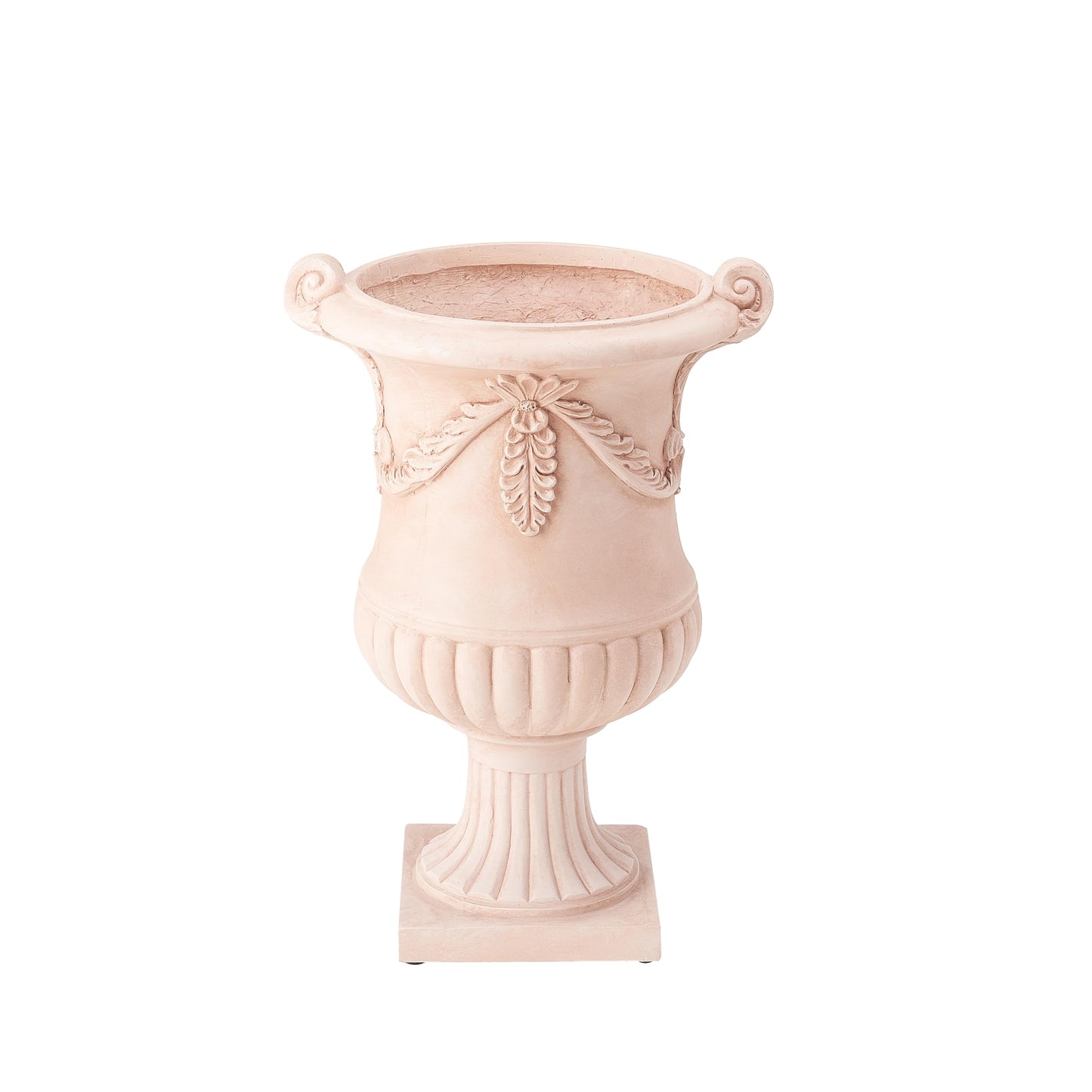 Christopher Knight Home Gary MGO Round Planters Set of 2, Outdoor Flower Pots with Floral Relief Carvings, Classical Garden Urn with Drainage Hole, Patio Urn Planters for Garden, Terracotta