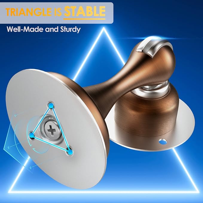 Door Stoppers Magnetic Door Catch, Stainless Steel Magnetic Door Stop 2 Pack, Double-Sided Adhesive Tape, No Drilling, Screws for Stronger Mount, Holder Your Door Open for Wide Doors