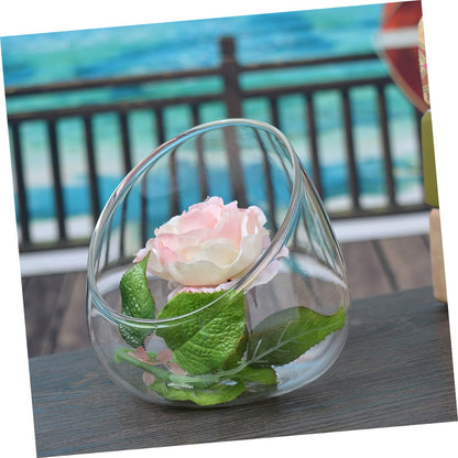 HOODANCOS 3pcs Glass Slant Cut Terrarium Bottle Decorative Micro Landscape Display for Succulents Plants for Home Decor Unique Ornament