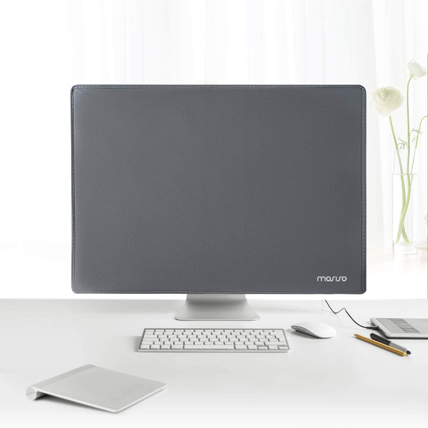 MOSISO Monitor Dust Cover 22, 23, 24, 25 inch Anti-Static Dustproof LCD/LED/HD Panel Case Computer Screen Protective Sleeve Compatible with iMac 24 inch, 22-25 inch PC, Desktop and TV, Space Gray