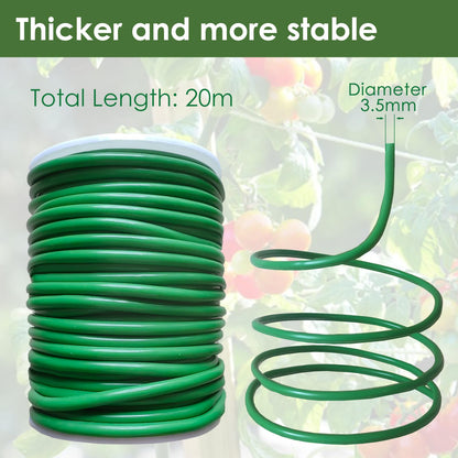 plantactic Soft Plant Tie Garden Plant Twist Tie TPR Plant Supply, for Supporting and Fixing Garden Planting Branches Vines, Stems, for Garden, Office, Home Organizing (65.6ft /3.5mm Diameter, Green)