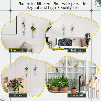Baderke 12 Pack Wall Hanging Propagation Station Plastic Test Tubes Planters Wall Terrarium for Home Office Plant Hanger Flower Vases Hydroponic Cuttings Office Garden Flowers Walls Decor Lover Gift