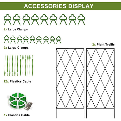 DoCred Cucumber Trellis, 2 Pack Metal Foldable A Frame Garden Trellis for Raised Bed Climbing Plants, Vegetables, Includes Plant Support Clips, Twist Ties, Plastic Ties, A Frame Trellis, Black