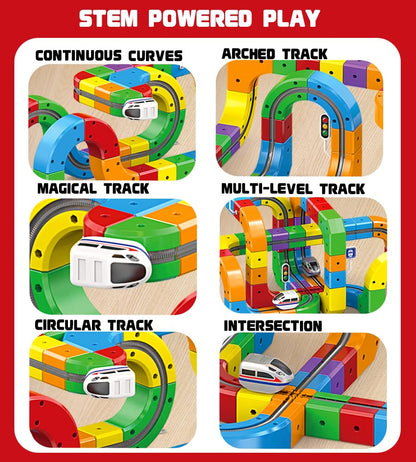 Electric Train Set for Kids Ages 3-8 - Modular 3D Flexible Race Track Building Toy with Gravity-Defying 360° Movement, STEM Learning Fun Gift(154 pcs Deluxe Set)