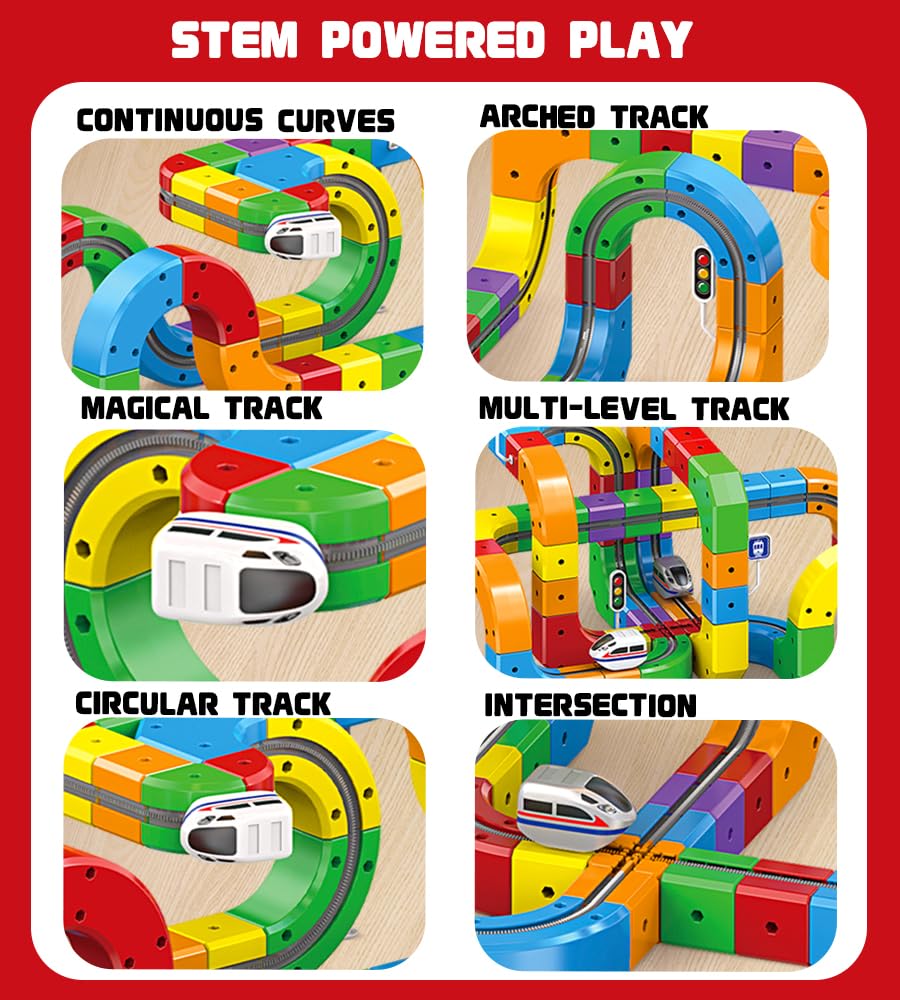 Electric Train Set for Kids Ages 3-8 - Modular 3D Flexible Race Track Building Toy with Gravity-Defying 360° Movement, STEM Learning Fun Gift(84 pcs Value Set)