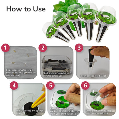 20 Pack Seed Pod Kit (Basil Herbs) for AeroGarden Ahopegarden iDOO and Other Indoor Hydroponic Gardens, Include Grow Sponges, Grow Baskets, Grow Domes, Labels and More for Hydroponics Growing System