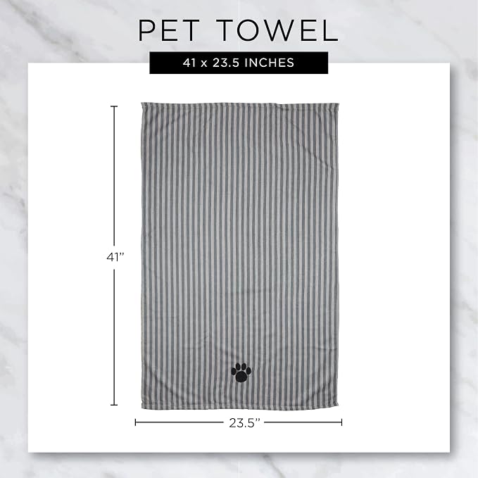 Bone Dry Pet Grooming Microfiber Towel, Embroidered Collection, X-Large,41x23.5", Stonewash Blue