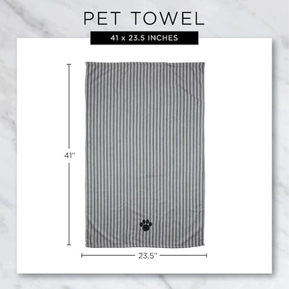 Bone Dry Pet Grooming Microfiber Towel, Embroidered Collection, X-Large,41x23.5", Stonewash Blue