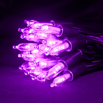 MULTI-SPARKING Battery Operated Halloween Lights 16ft 50 LED Mini String Lights for Small Tree, Wreath, Crafts, Indoor/Outdoor Halloween Decor, 8 Modes & Memory Function, Black Wire-Purple