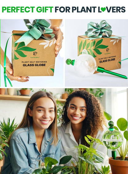 3pcs 16 Oz Plant Watering Globes for Indoor Plants with Metal Self Watering Planter Insert - Premium XL Glass Hand-Blown Globes - Automatic Plant Waterer Indoor, Gift Idea for Gardeners [3 Globes]