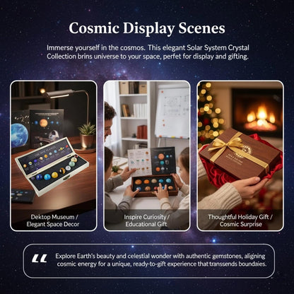 Solar System Crystal Collection - 9 Planets Gemstone Set & Planetary Booklet – Elegant Space Decor & Unique Gifts for Women & Crystal Enthusiasts
