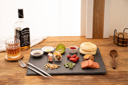 WLWNWFT 2 Pcs 16x12in Large Slate Cheese Boards Slate Board, Cheese Tray Serving Tray Serving Stone Tray Platter Pacemat with 2 Chalks Christmas