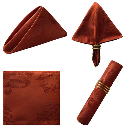 Honellaty Rust Square Napkin, Spillproof & Wrinkle Resistant, Elegant Jacquard Damask Napkin for Dining, Autumn, Harvest, Thanksgiving, 4 Pieces(20x20 Inches)