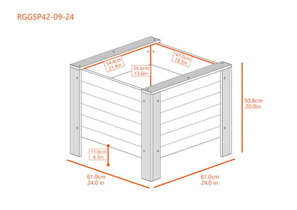 New Age Garden® ECOFLEX Square Planter 24"" - Durable, Walnut Finish - Ideal for Herbs, Flowers, Vegetables - Can Be Painted, Includes 10 Year Limited Manufacturer's Warranty, Brown