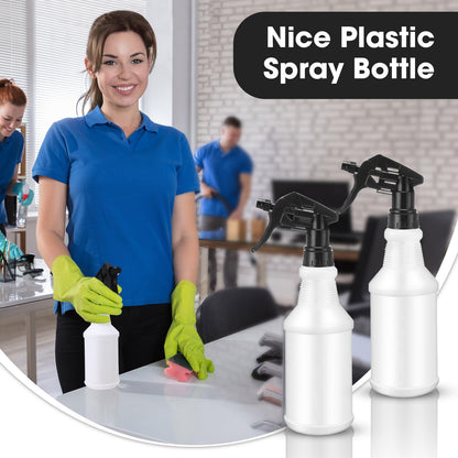 Eccliy 12 Pcs 16 Oz Plastic Spray Bottle, Adjustable Empty Reusable Sprayer for Cleaning, Planting, Water, Bathroom and Kitchen, BBQ, Commercial and Residential (Original,Black)