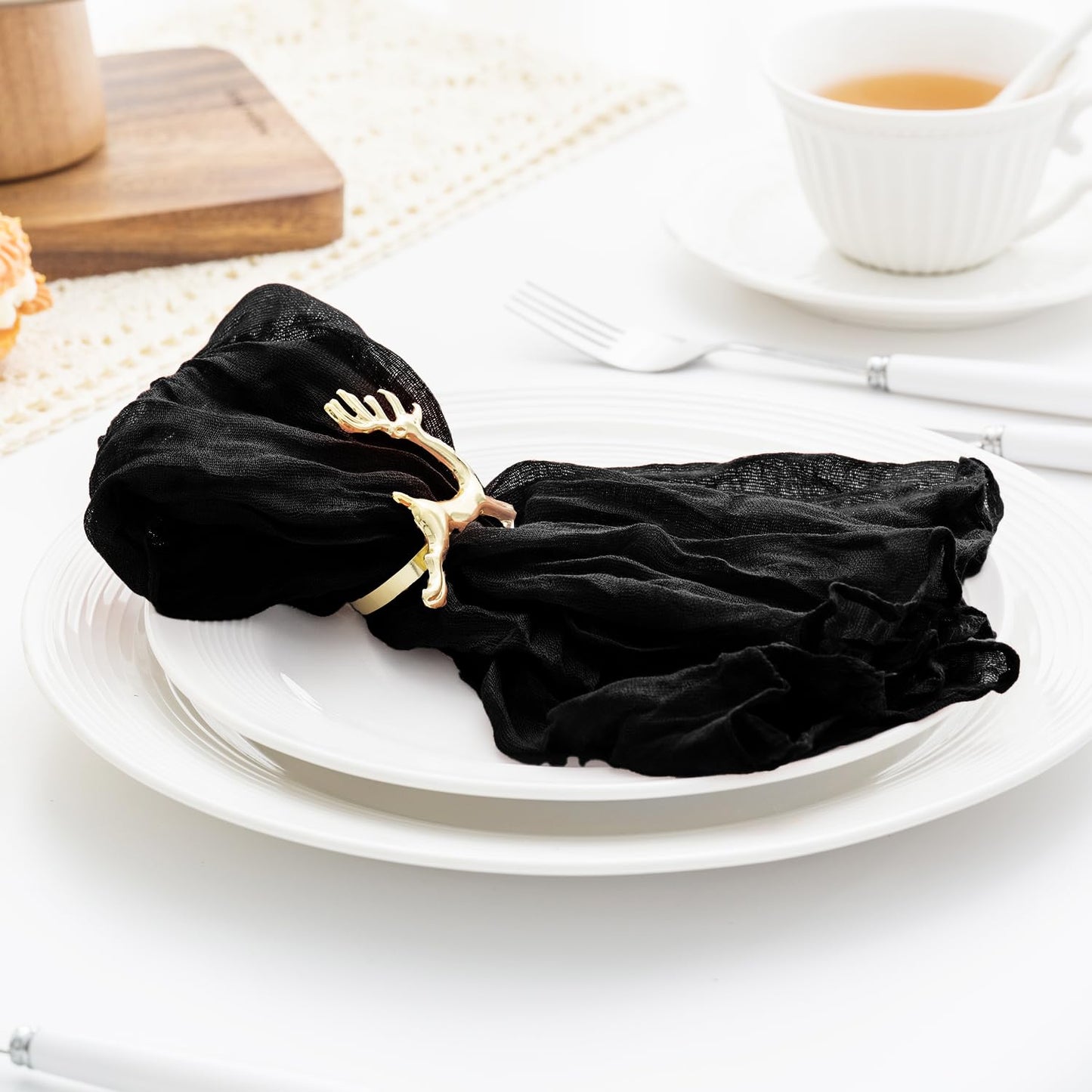 60 Pack Black Cheesecloth Napkins Washable 21x21 Inches Black Cloth Napkins Set of 60 Dinner Table Napkins for Wedding Rustic Boho Cotton Gauze Summer Bridal Baby Shower Party Table Decor