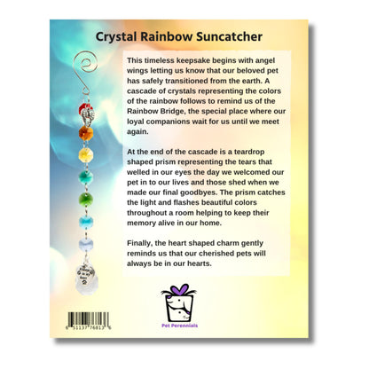Pet Perennials Pet Memorial Suncatcher – Crystal Rainbow Prism with Angel Wings & Paw Print Charm – Cat and Dog Loss Gifts for Window Display – Memorial Ornament for Remembrance