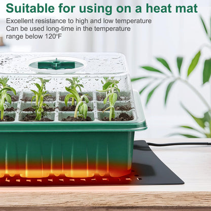 VPQZUPG 10 Pcks Seed Starter Tray 120 Cells Seed Starter Kit with Humidity Dome, Seed StartingTrays for Seed Seedling Planting Starter, Mini Greenhouse Plant Germination Trays（Green）