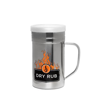 Outset Stainless Steel Dry Rub Shaker With Lid, 13oz Seasoning Dispenser