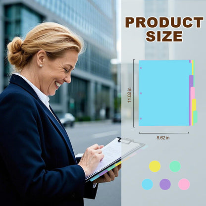 5-tabs 6 Set Binder Dividers with Tabs,Plastic Index with Label,Colored Tab Dividers for 3 Ring Binder (Total 30 Pcs)