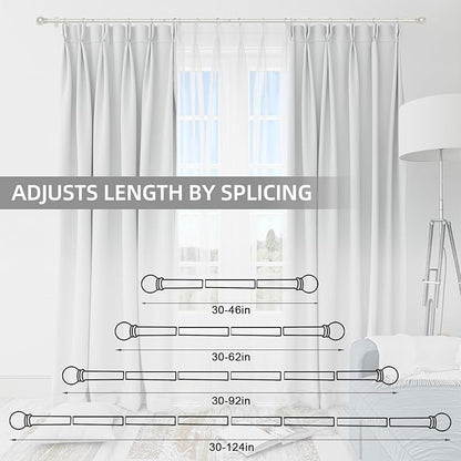 Thestoa Nickel Curtain Rods for Windows 48 to 84-92 Inch, Stainless Steel Long Curtain Rods for Bedroom, Living Room, Kitchen, Farmhouse, Outdoor