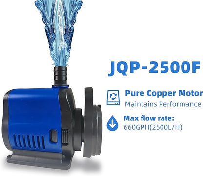 COOSPIDER Aquarium Filter for 100-500 Gallon, 660 GPH Powerful Filtration Pond Pump, Submersible Pond Filters for Fish Turtle Tank, Cold Plunge, Clear Wavemaker Oxygen Supply, Dry Burning Protection