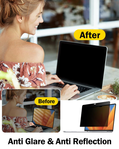 F FORITO 360° Privacy Screen Protector Compatible with MacBook Pro 16 inch (2024, 2023, 2022, 2021, M4, M3, M2, M1, Pro, Max), Anti Peeping Anti Glare Anti Blue Light Laptop Privacy Screen Shield