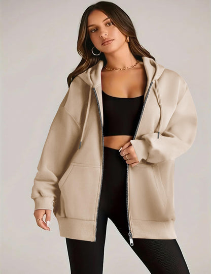 Zeagoo Full Zip Hoodies For Women White Hoodies Long Sleeve Fleece Jackets Soft Lightweight Y2k Hoodies