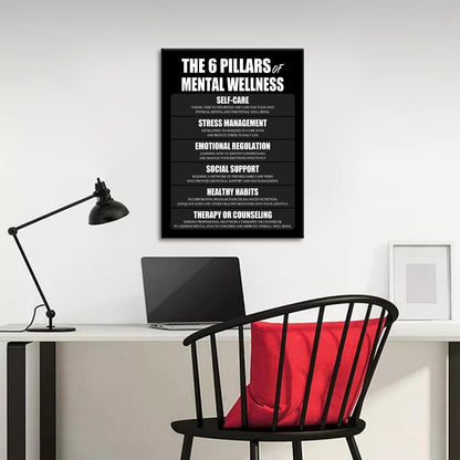 Motivational Canvas Wall Art The 6 Pillars Inspirational Poster Print Positive Quotes Pictures Painting Artwork for Home Office Bedroom Living Room Wall Decor Ready to Hang [18''Wx24''H]