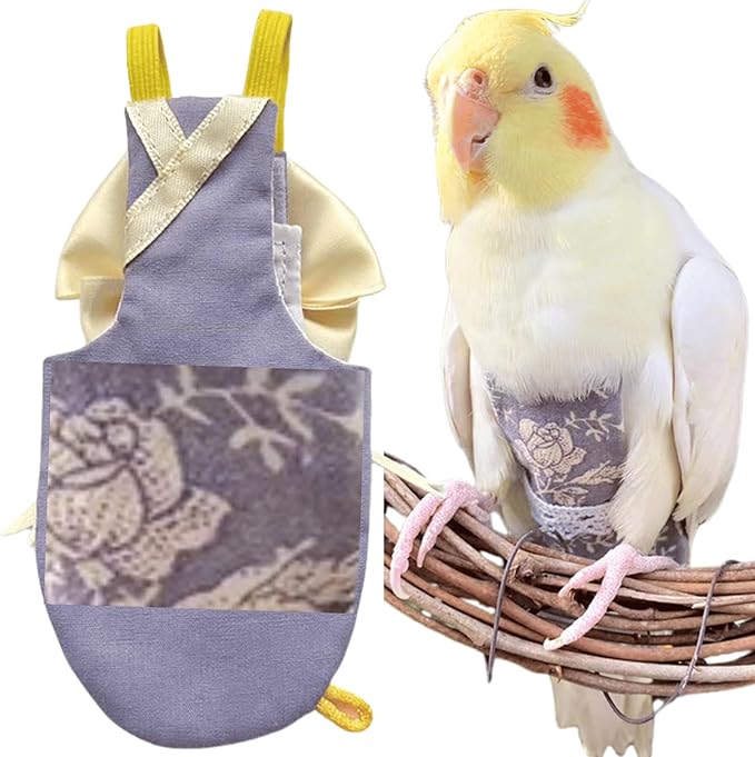 Bird Flight Suits Diapers, Parrot Flight Suits Diapers for Quaker Parakeets Cockatiels Conures Macaw African Grey, Bird Diaper, Parrot Clothes (Grey A,2M)