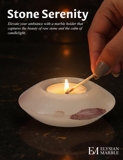 Tealight Candle Holders Set of 2 – Handcrafted Natural Marble Tea Light & Votive Holders, Decorative Stone Candle Holder Pair for Home Décor, Dining Table, Coffee Table & Wedding Decor