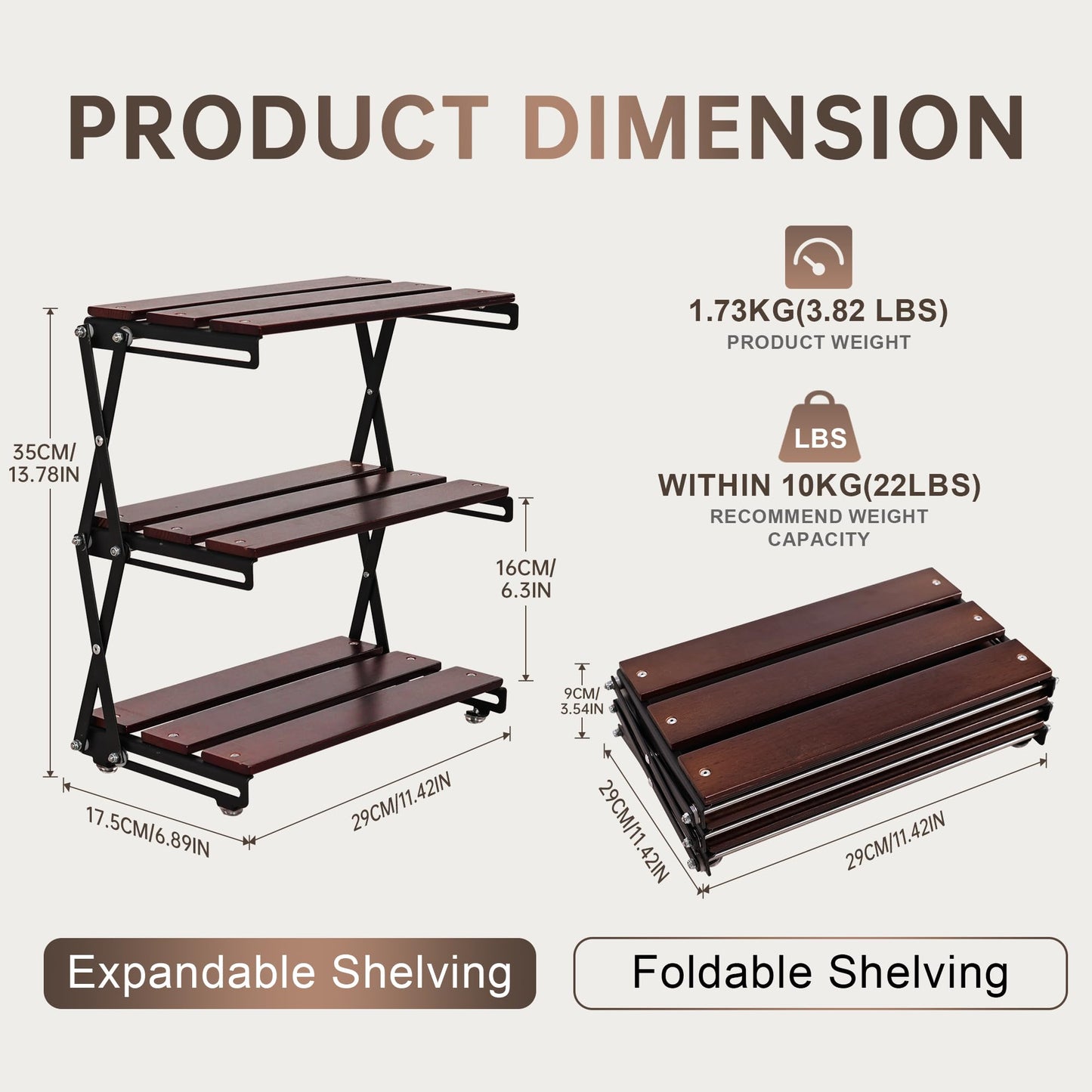 TlaroRiz Desk Shelf Organizer 3 Tiers Wood Compact Desk Organizer Storage Rack Metal Frame Office Desk Shelf Organizers,Walnut