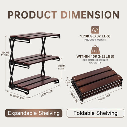 TlaroRiz Desk Shelf Organizer 3 Tiers Wood Compact Desk Organizer Storage Rack Metal Frame Office Desk Shelf Organizers,Walnut