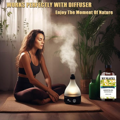 Honeysuckle Essential Oil, Honeysuckle Oil 4 Fl Oz 120ML for Diffuser Humidifier Yoga Cleaning DIY Candle Soap Making MUMAZYL Essential Oils